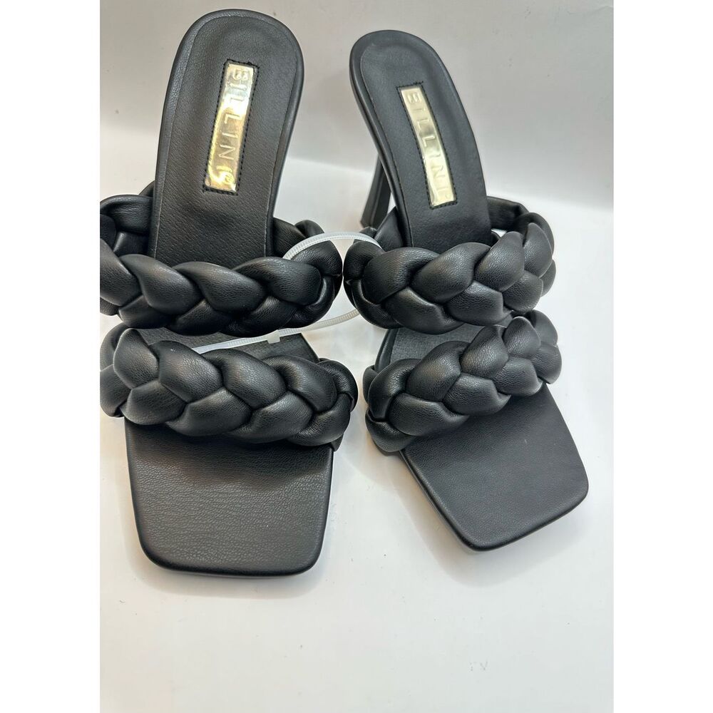 Billini Women's Black Braided Leather Salida Mule Heels Size 6